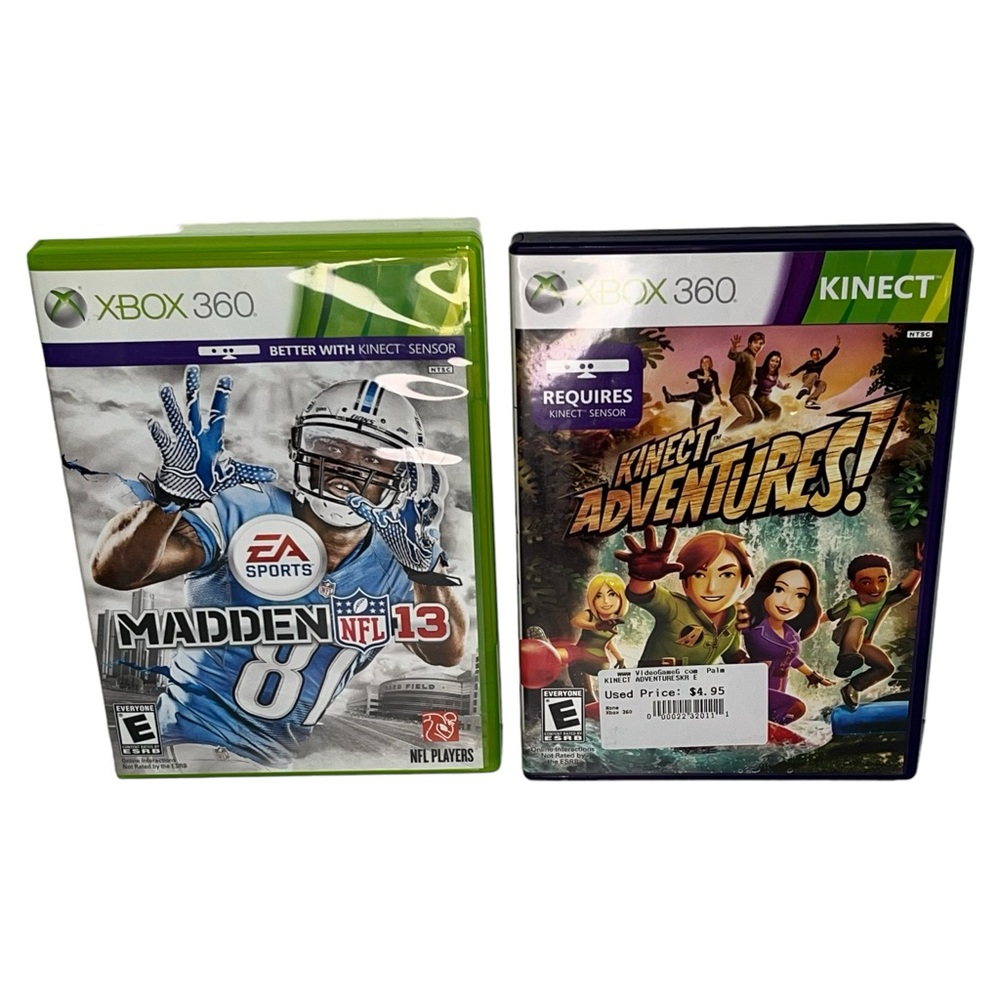 Kinect Adventures XBOX 360 + Madden NFL 13 XBOX 360 Kinect Bundle Tested Works